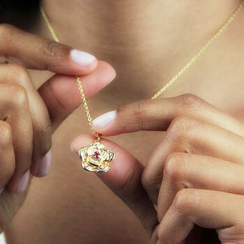 Flower And Pink Crystal Necklace And Earrings Set, 3 of 6