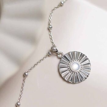 Sterling Silver Mother Of Pearl Sun Disc Necklace, 3 of 7