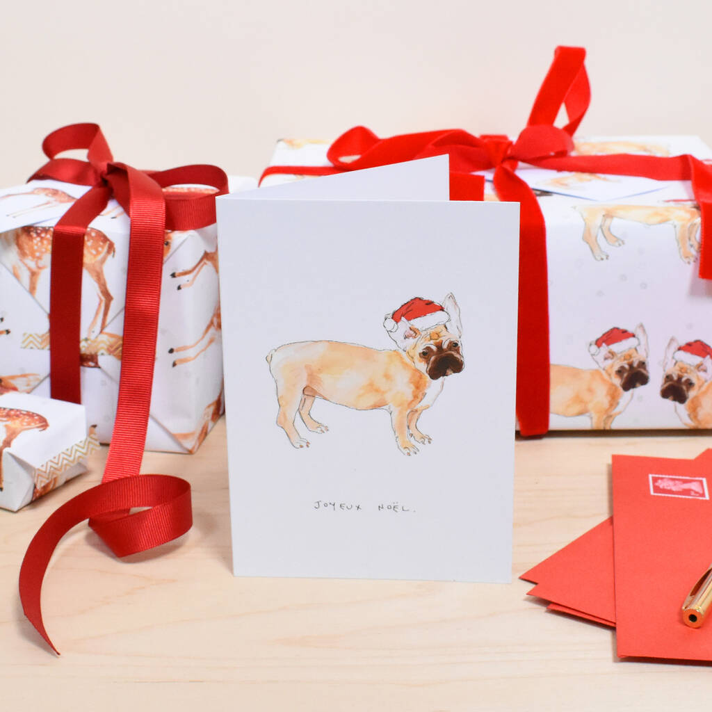 French Bulldog 'Joyeux Noel' Christmas Card, 1 of 3