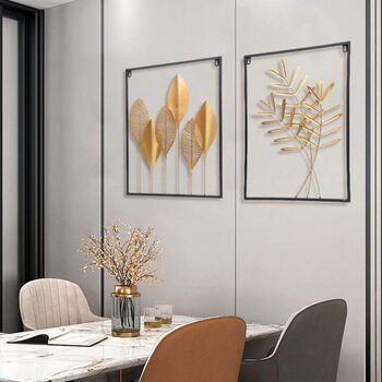 Contrasting Gold Leaf With Black Trim Wall Art Decor, 5 of 12