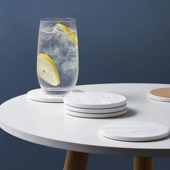 Set Of Six White Grey Marble Style Ceramic Coasters, 4 of 4