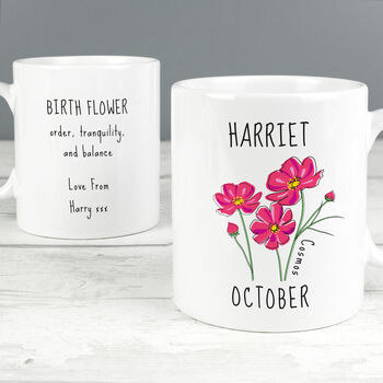 Birth Flower Mug With Personalised Message, 11 of 12