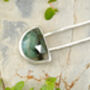 Fan Shaped Emerald Hair Stick In Solid Sterling Silver, thumbnail 1 of 3