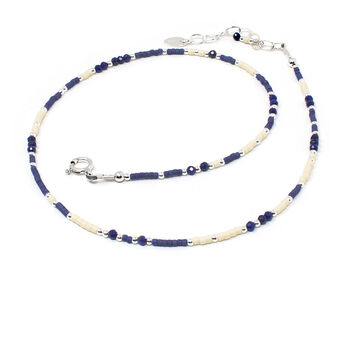 Lapis Lazuli And Sterling Silver Beaded Layered Wrap Bracelet, 5 of 5
