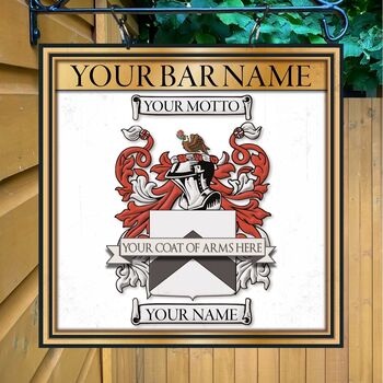 Coat Of Arms Family Crest Bar Sign, 9 of 12