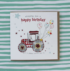 Birthday Card With Tractor Theme By Molly Mae®