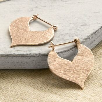 Rose Gold Sterling Silver Love Leaf Drop Earrings, 4 of 5