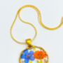 Necklace Handmade With Orange And Blue Flowers, thumbnail 7 of 12