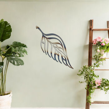 Minimalist Metal Botanical Leaf Wall Decor Gift For Home, 8 of 11