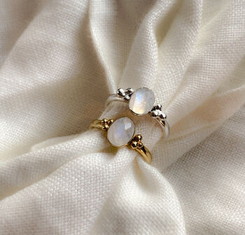 Sterling Silver And Gold Vermeil Moonstone Cluster Ring, 2 of 7