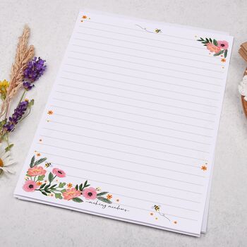 A5 Letter Writing Paper With Pink Florals Design, 3 of 4
