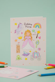 Princess Birthday Card With Stickers, 6 of 7