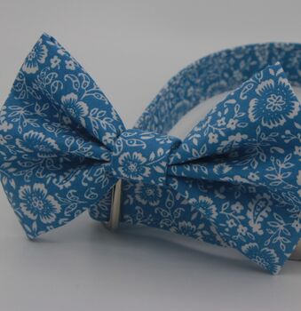 Blue Floral Print Dog Bow Tie, 3 of 6