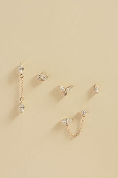 Marquise Cut Chain Gold Plated Drop Studs, 3 of 4
