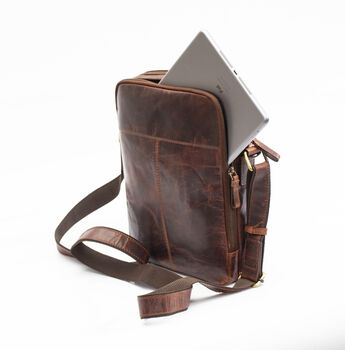 Men's Leather iPad Cossbody Flight Bag, 9 of 10