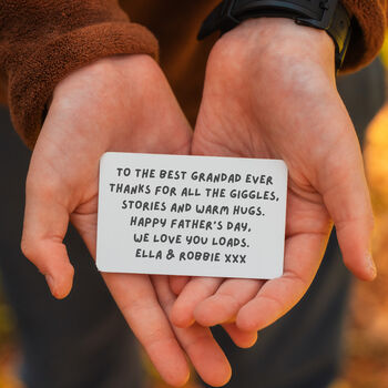 Four Photo And Message Grandfather Metal Wallet Card, 2 of 3