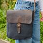 Personalised Black Canvas And Buffalo Leather Sling Bag, thumbnail 1 of 6