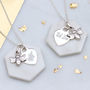 Personalised Silver Bee And Honeycomb Heart Necklace, thumbnail 1 of 4