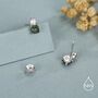 Sterling Silver Natural Moss Agate And Cz Stud Earrings, thumbnail 3 of 12