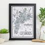 Map Of The Cotswolds Signed Print, thumbnail 2 of 3