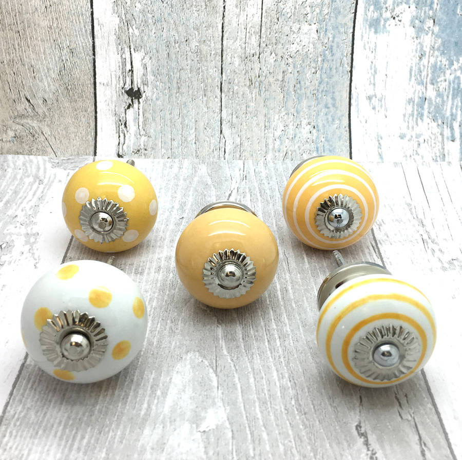 yellow ceramic door knobs cupboard drawer pull handles by g decor