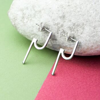 Modern Minimalist Sterling Silver Small Drop Earrings, 2 of 10