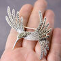 Large Marcasite Silver Hummingbird Brooch, thumbnail 2 of 10