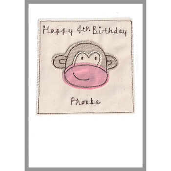 Personalised Monkey Birthday Card For Girls Or Boys, 10 of 11