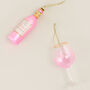 G Decor Rosé Wine Bottle And Glass Christmas Baubles, thumbnail 4 of 6