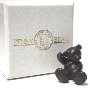‘Milo’ Solid Bronze Miniature Teddy Bear In Gift Box, 4 of 5