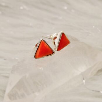 Red Coral Sterling Silver Studs, 2 of 6