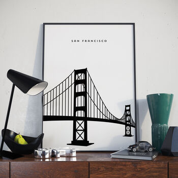San Francisco Golden Gate Bridge Poster. Landmark Print, 2 of 2