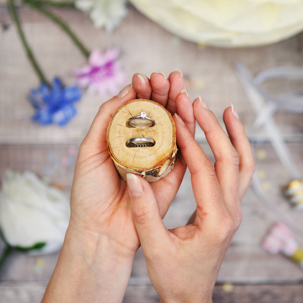 Wooden Wedding Ring Holder By Postbox Party