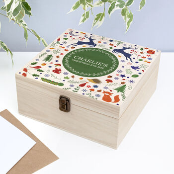 Personalised Festive Woodland Green Christmas Eve Box, 3 of 7