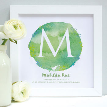 Personalised Christening Watercolour Framed Print, 4 of 11