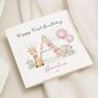 Personalised 1st Birthday Card Girl Giraffe Elephant, thumbnail 1 of 7