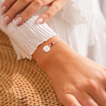Initial Disc And Colette Birthstone Bracelet, 3 of 12