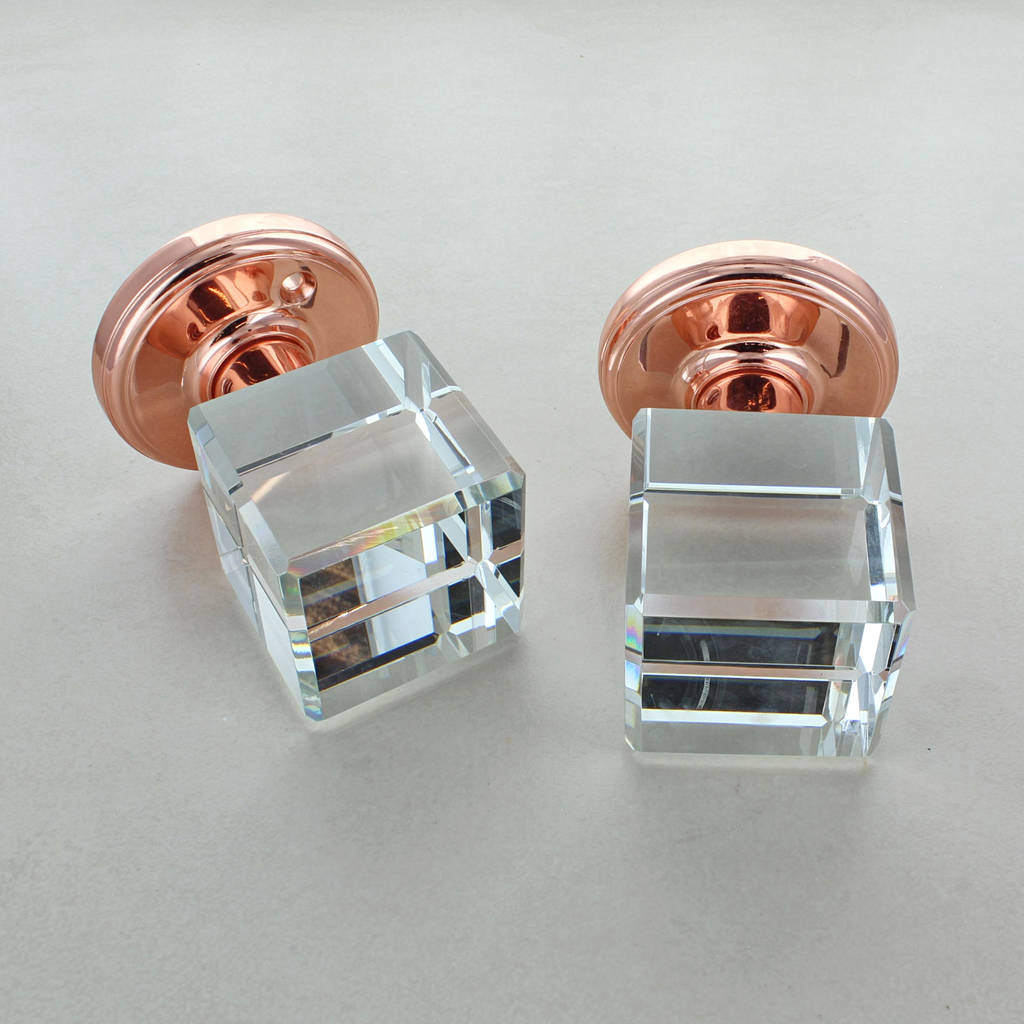 Rose Gold Copper Square Glass Mortice Door Knobs By G Decor