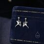 Sterling Silver Manta Ray Fish Drop Stud Earrings, thumbnail 7 of 10