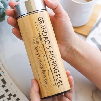 Personalised Fishing Fuel Bamboo Flask, 5 of 6