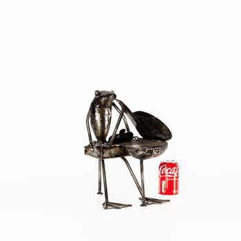 Small Frog Pianist Piano Metal Sculpture, 4 of 9
