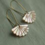 Mother Of Pearl Bridal Art Deco Scallop Earrings, thumbnail 3 of 11