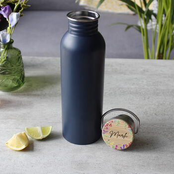 Personalised Floral Lid Metal Drinking Bottle For Mum, 11 of 12