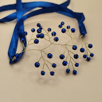 Royal Blue Pearl Wrist Corsage – Gold Or Silver, 8 of 9
