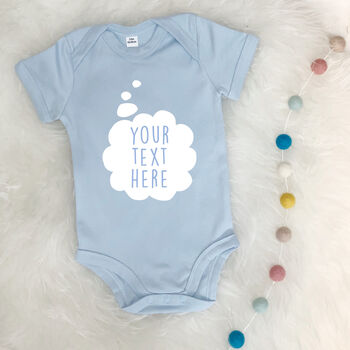 Baby's Thoughts Personalised Babygrow, 4 of 7