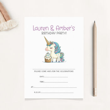 10 Sprinkle Unicorn Party Invitations, 2 of 2