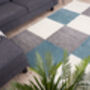 The Rugs Geometric Shaggy Rug Duck Egg Blue Checkered Rug, thumbnail 3 of 12