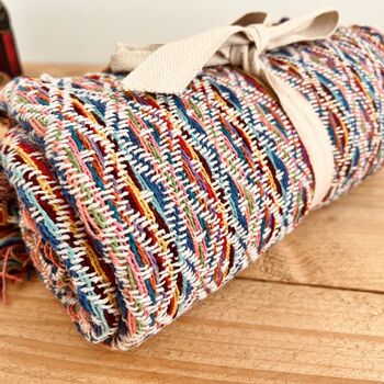 Hand Loomed Recycled Soft Rainbow Blanket Sofa Throw, 12 of 12