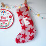 Pink And Red Star Personalised Christmas Stocking, thumbnail 1 of 4