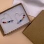 Colourful Crystal Heart Sterling Silver Hoop Earrings, thumbnail 4 of 5